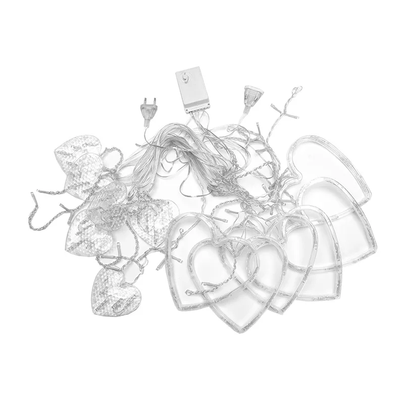 led hearts curtain light 220v 110v christmas garland string fairy lights outdoor for home wedding party new year decor free global shipping