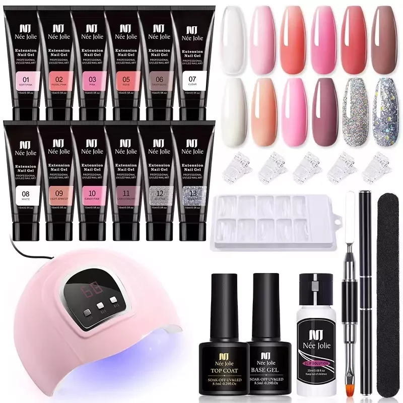 

NEW2022 polish set Nail Gel Set LED Lamp Full Manicure Set Quick Extension Nail Kit Gel Building Polygels Set For Nails Tool Kit