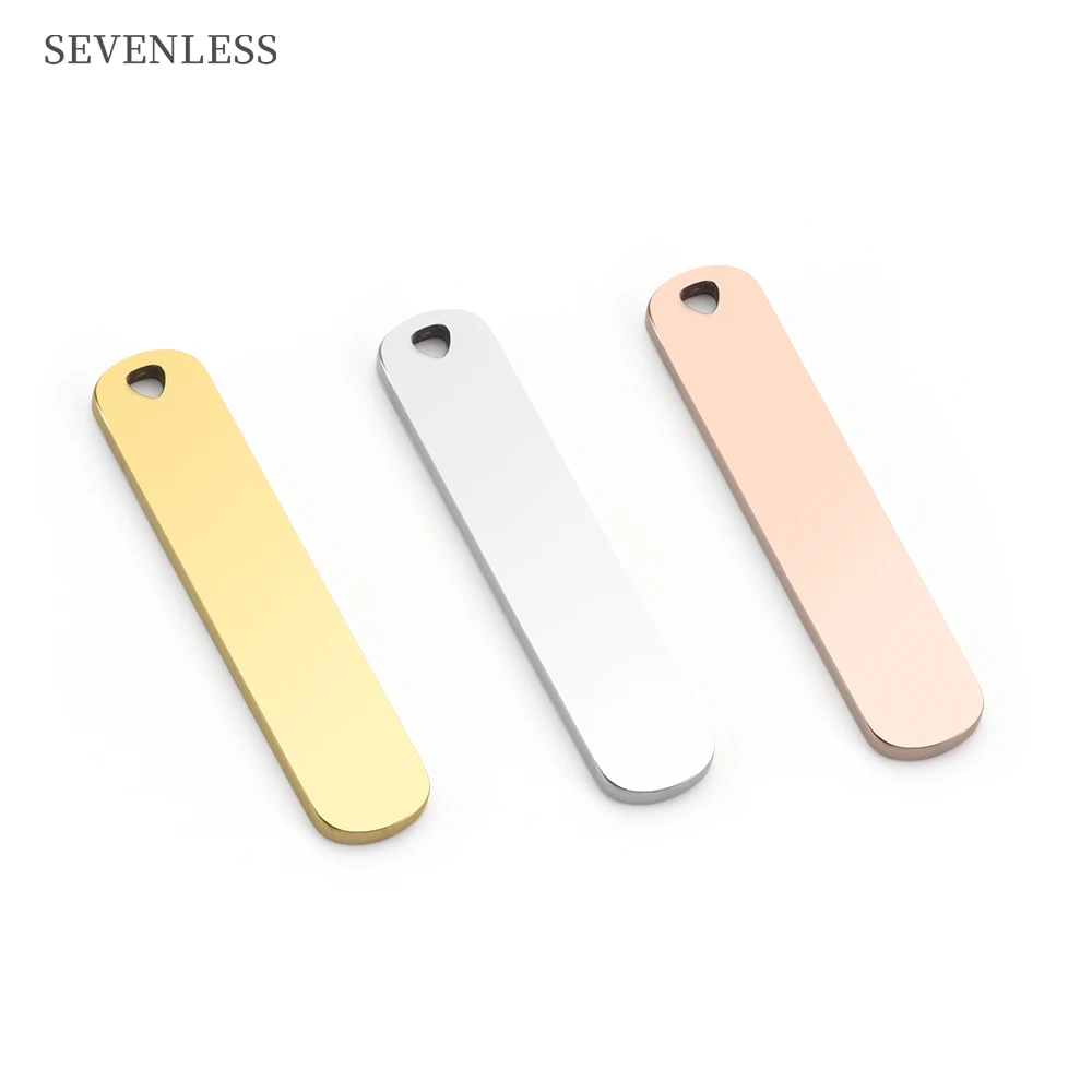 

Stainless Steel Blank Mirror Polished Round Corner Rectangle Charm 37.5*8mm for DIY bracelet necklace Jewelry making pendant