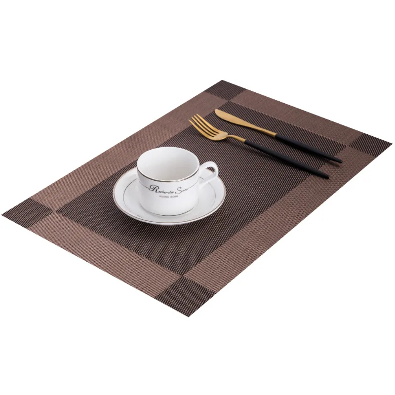 

1PCS Rectangle Placemat Restaurant Washable PVC Durable Dining Table Weave Mats Frame Teslin Disc Bowl Coaster Non-slip Pad Home