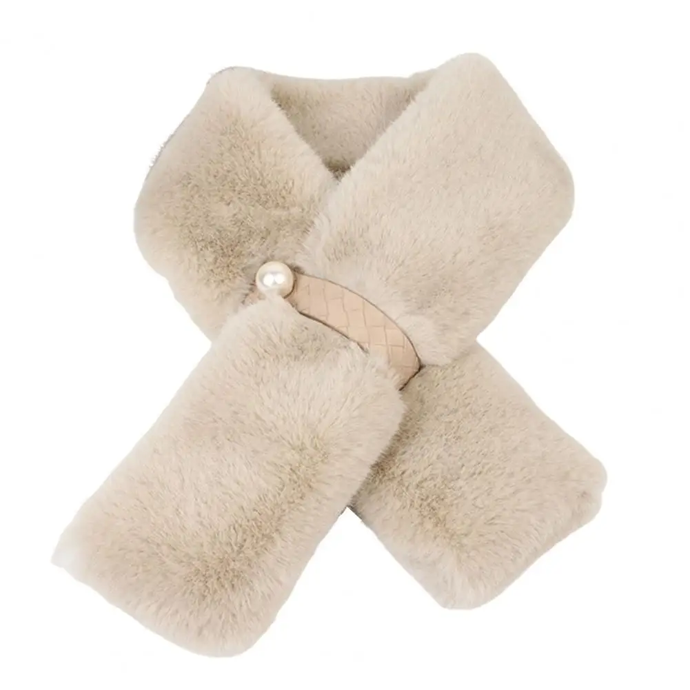 

Furry Scarf Wrap Decorative Plush Scarf Autumn Winter Pure Color Furry Scarf Wrap