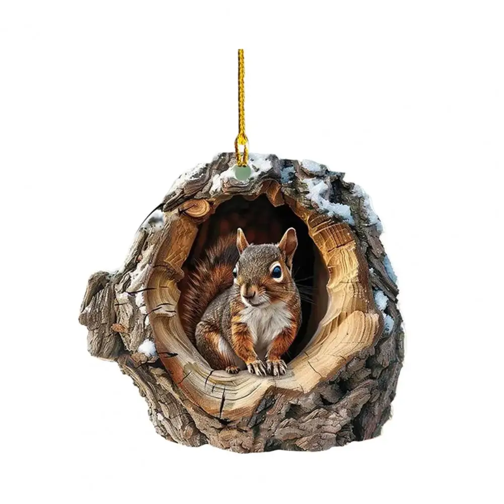 

Праздничное подвесное украшение в деревенском стиле, лесные рождественские украшения, 2d акриловый декор дикой природы для рождественской елки, сезонный