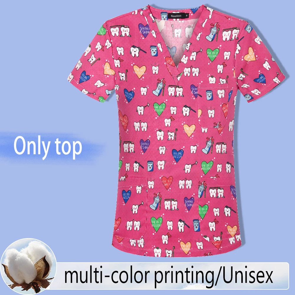 Wholesale Price Hospital Scrub Uniform Suit Doctor Surgery Dental Office Work Clothe Nurse V-neck Top Three Pocket | Тематическая