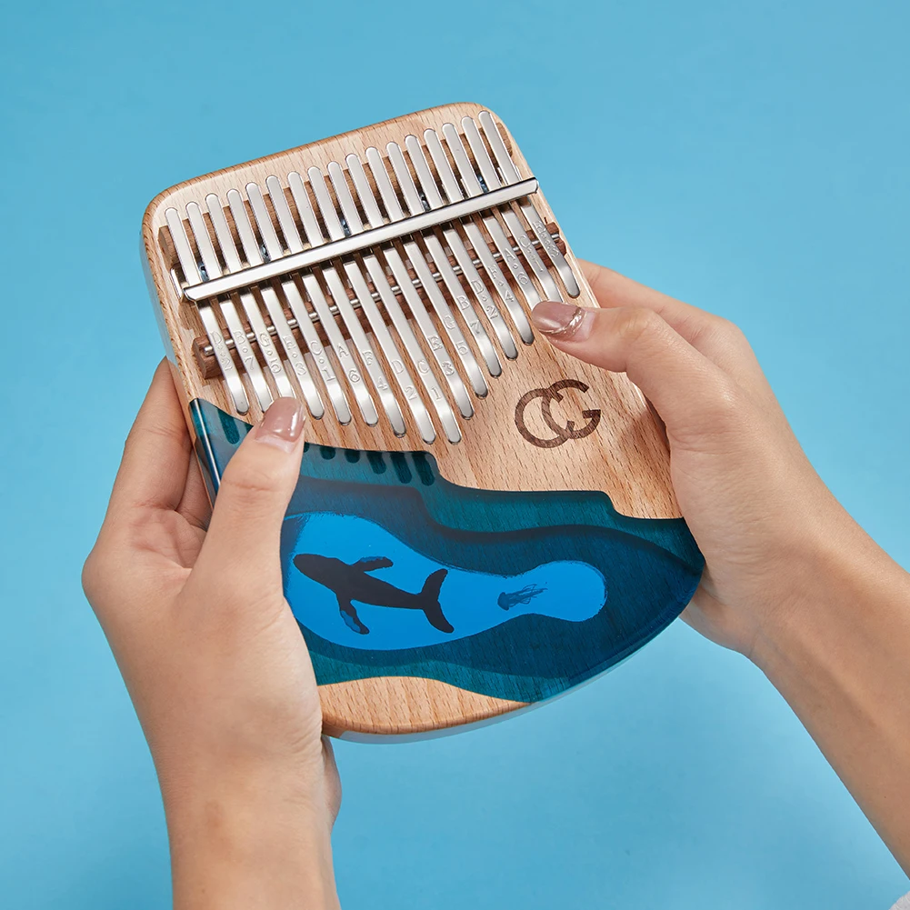 Фортепиано Kalimba с 17 клавишами синий океан большой палец Mbira музыкальный