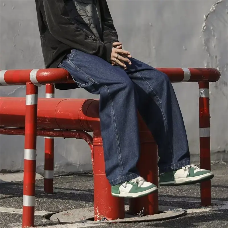 Unisex Vintage Y2K Streetwear Baggy Cargo Jeans High Waisted Straight Wide Leg Pants Denim Trousers Fairy Grunge Alt Clothes