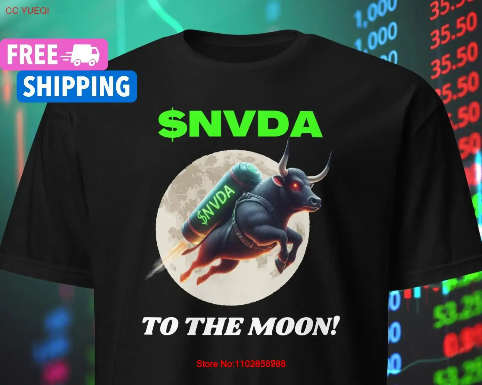 NVDA To The Moon Забавная рубашка на рынке для Nvidia Investor Wall Street Bets