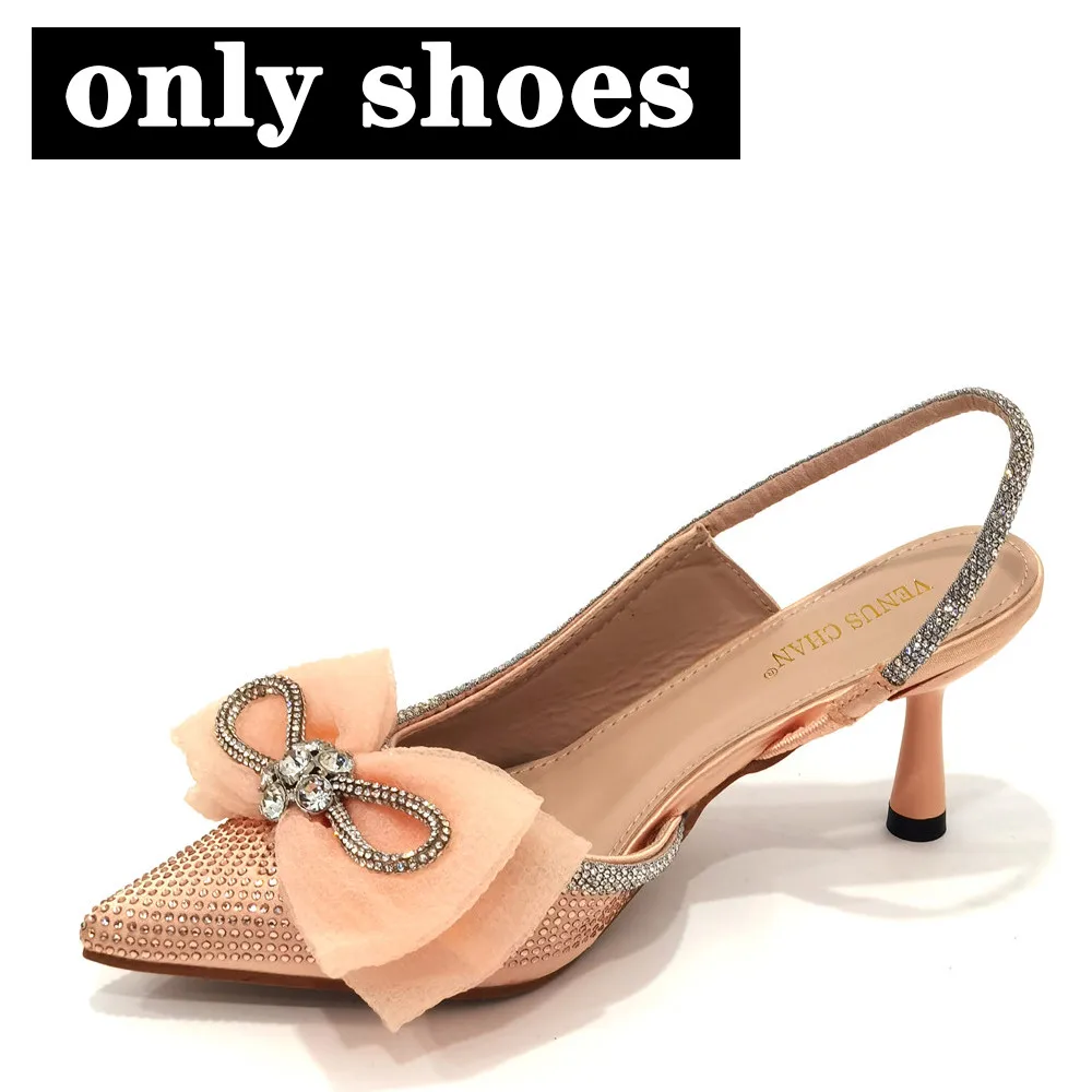 Slip on Sandals for Women Sandales Femme Luxury Shoes Women Designers Nigerian Women Patry Shoes Decorated with Rhinestone