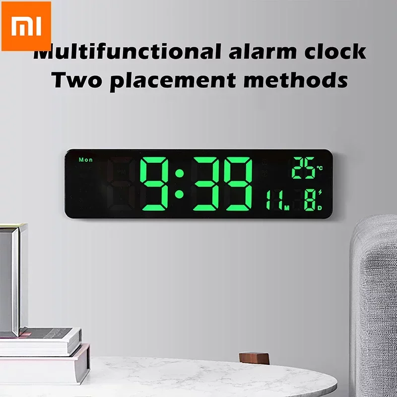 

Цифровые настенные часы Xiaomi в скандинавском стиле, умные электронные часы с голосовым управлением, двойной будильник, домашний декор для го...