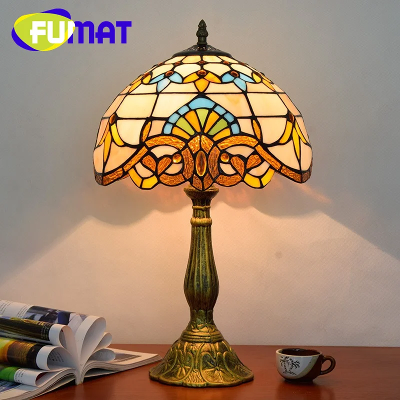 

FUMAT Tiffany creative stained glass desk lamp baroque creative art deco living room bedroom bedside bar club lamp Gift lamp