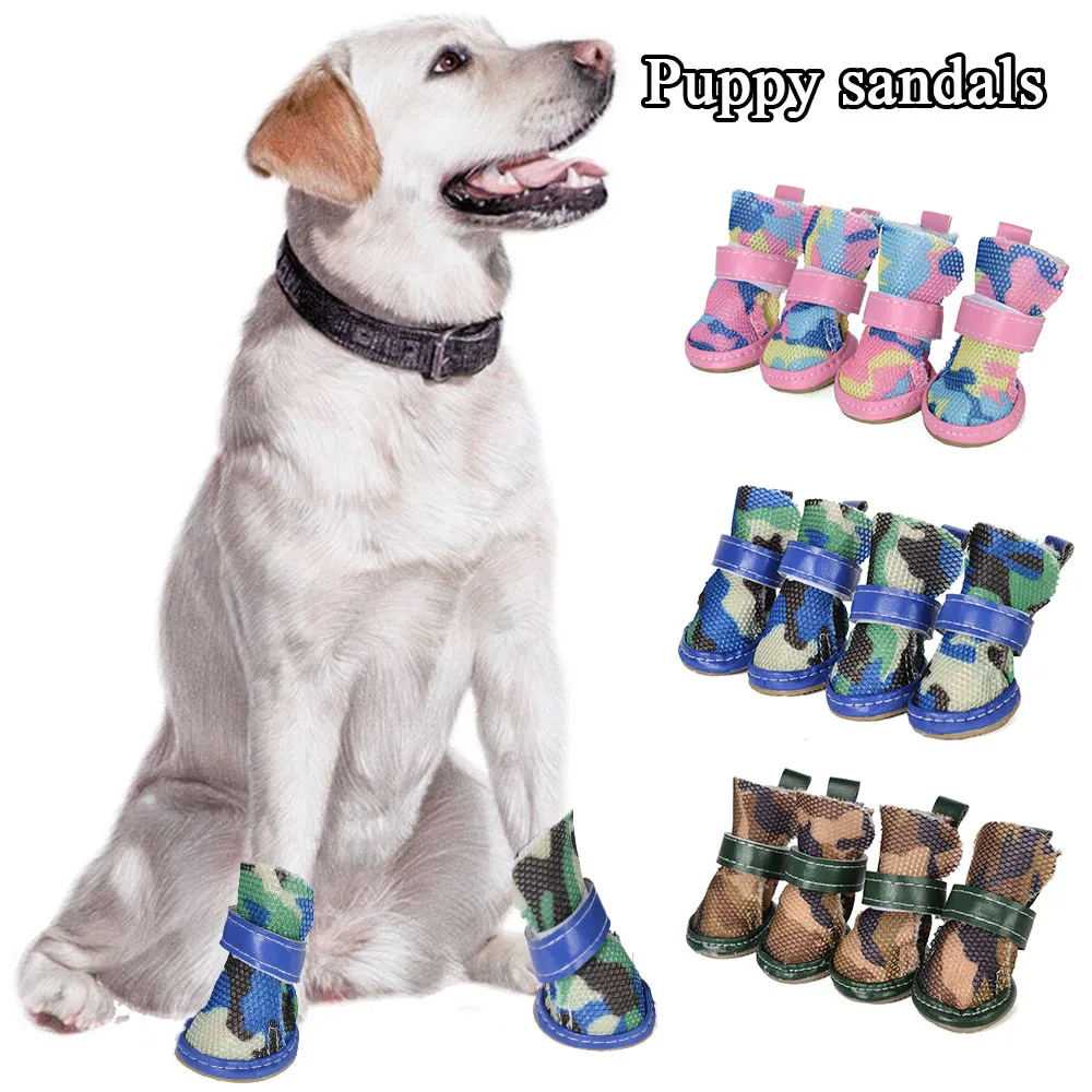 

Summer Camouflage Puppy Sandals Wear-resistant Dog Shoes Casual Small Dogs Shoes Breathable Soft Bottom Mesh Shoes