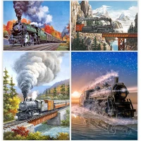 lianqi 5d diy diamond painting full square retro train art pictures cross stitch embroidery rhinestone home decoration gifts