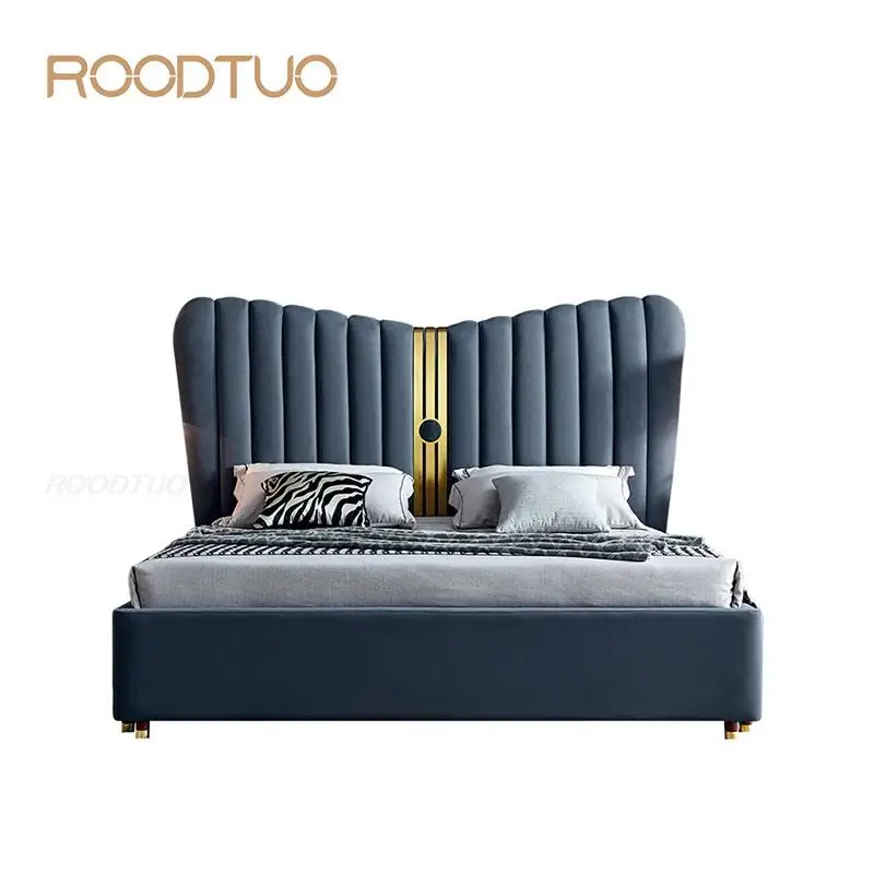 Итальянская Роскошная двухместная Кровать с вертикальной текстурой и