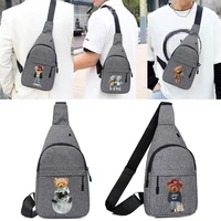bear pattern printed chest bags unisex crossbody package casual shoulder bags trend messenger package travel phone new waist bag
