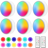 rgb 16 colors cabinet lights remote control dimmable led puck light for bedroom living room cupboard wardrobe closet stair decor