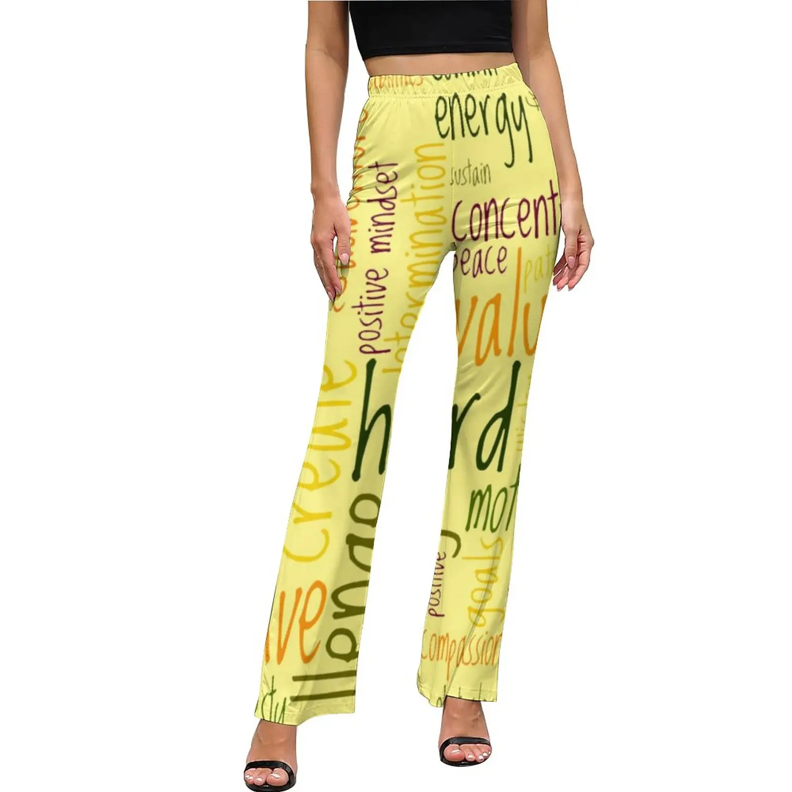 

Letters Word Art Casual Pants Womens Motivational Words Slim Fit Harajuku Flare Pants Summer Office Pattern Trousers