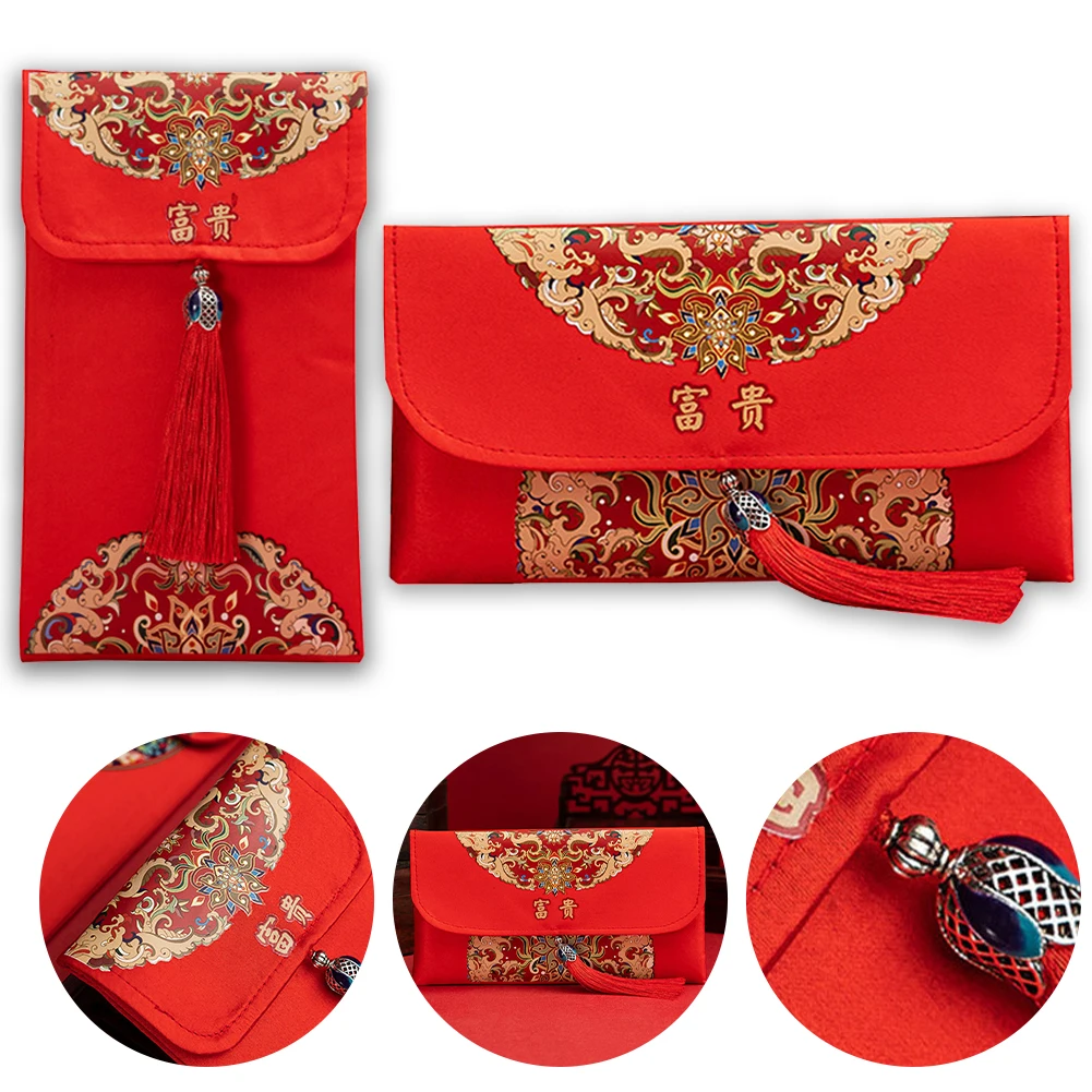 

Red brocade fabric red envelope chinese new year 2022 tiger Wedding Ceremony Party Supplies Red Packet