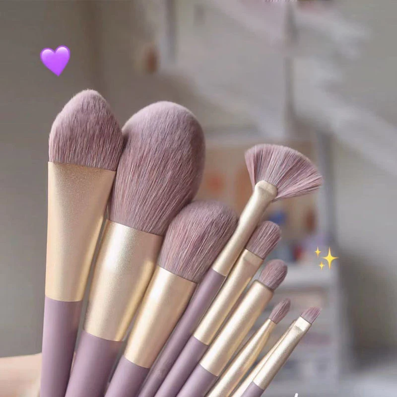 

Набор фиолетовых кистей для макияжа, 9 шт., мягкая кисть для теней, Рассыпчатая кисть для пудры, кисть для консилера, полный набор кистей, кист...