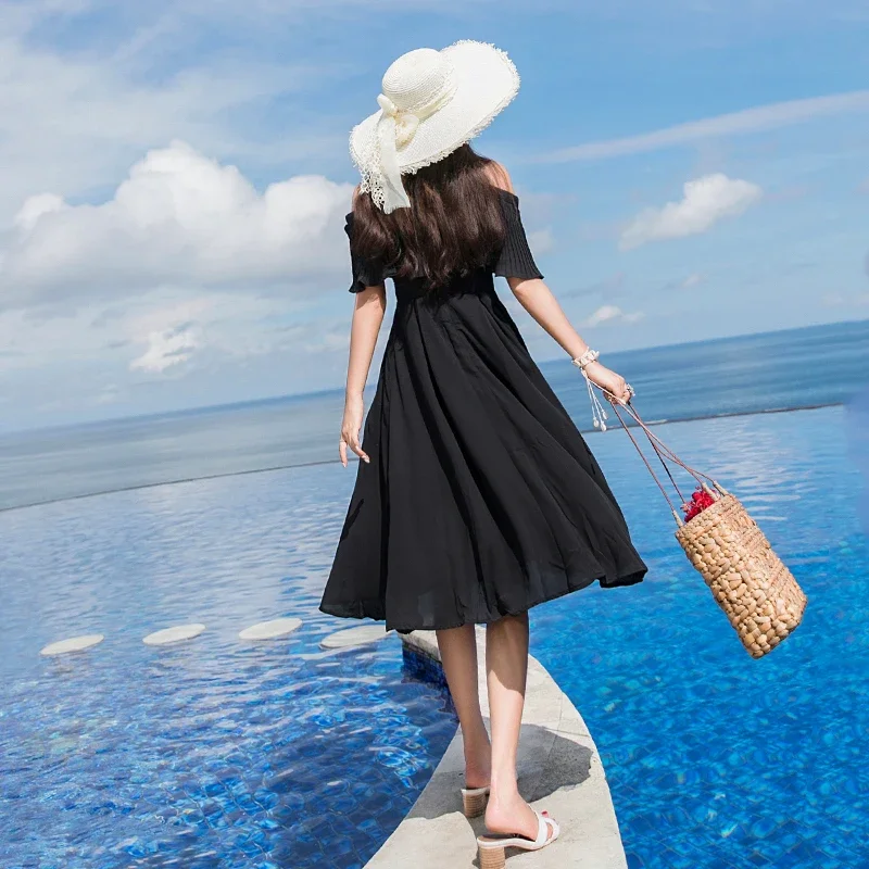 Женские платья большого размера лето красный шифон Boho Midi 2019 элегантный женский