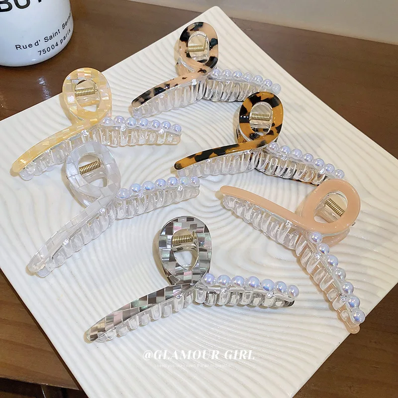 

Mermaid Ji Zhenzhu Youzi Crosshair Clip Korean Temperament Back Pan Hair Clamping Shark Fashion Accessories Female