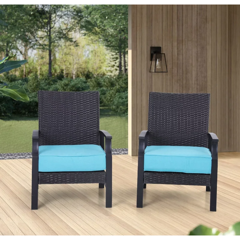 

MF Studio 2PCS Outdoor Patio Rattan Wicker Conversation Set W/Cushions
