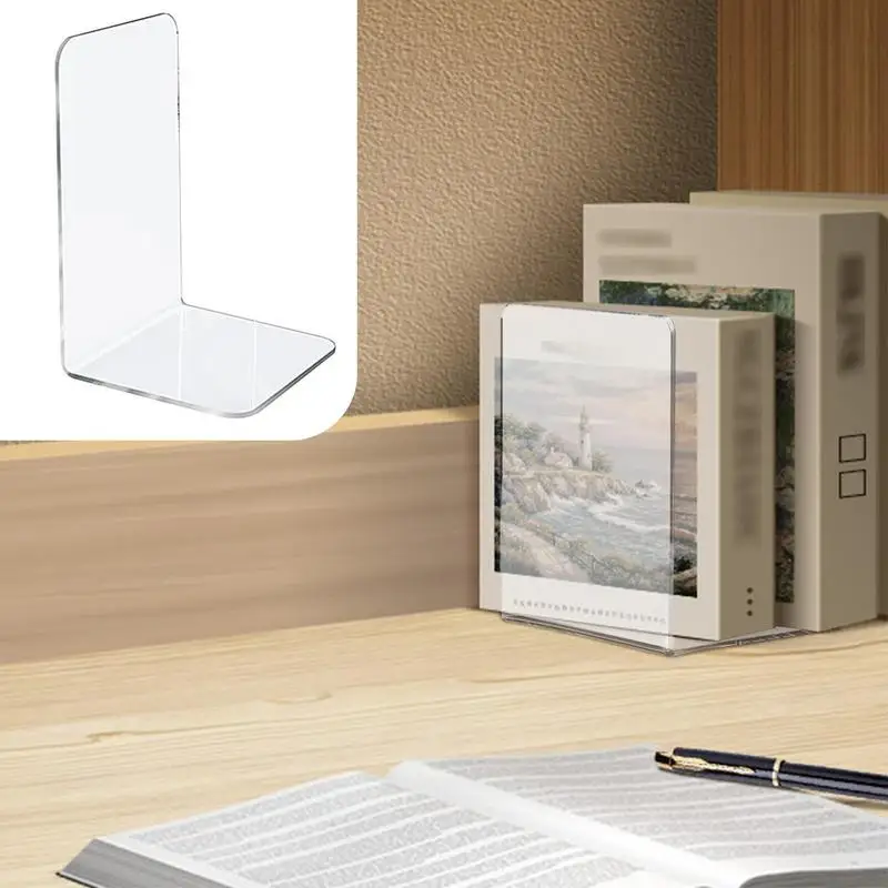 

Прозрачный акриловый Настольный органайзер для книг L-образной формы, настольный держатель для книг для школы, канцелярские принадлежности, офисные декоративные аксессуары