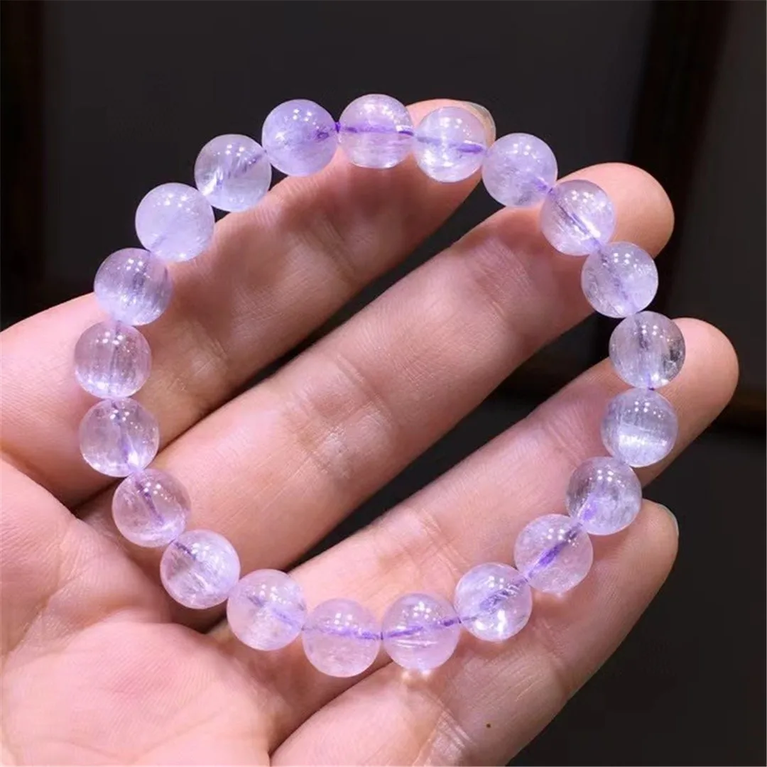 

8mm Natural Purple Kunzite Stone Bracelet Jewelry For Women Lady Men Gift Healing Crystal Beads Cat Eye Gemstone Strands AAAAA