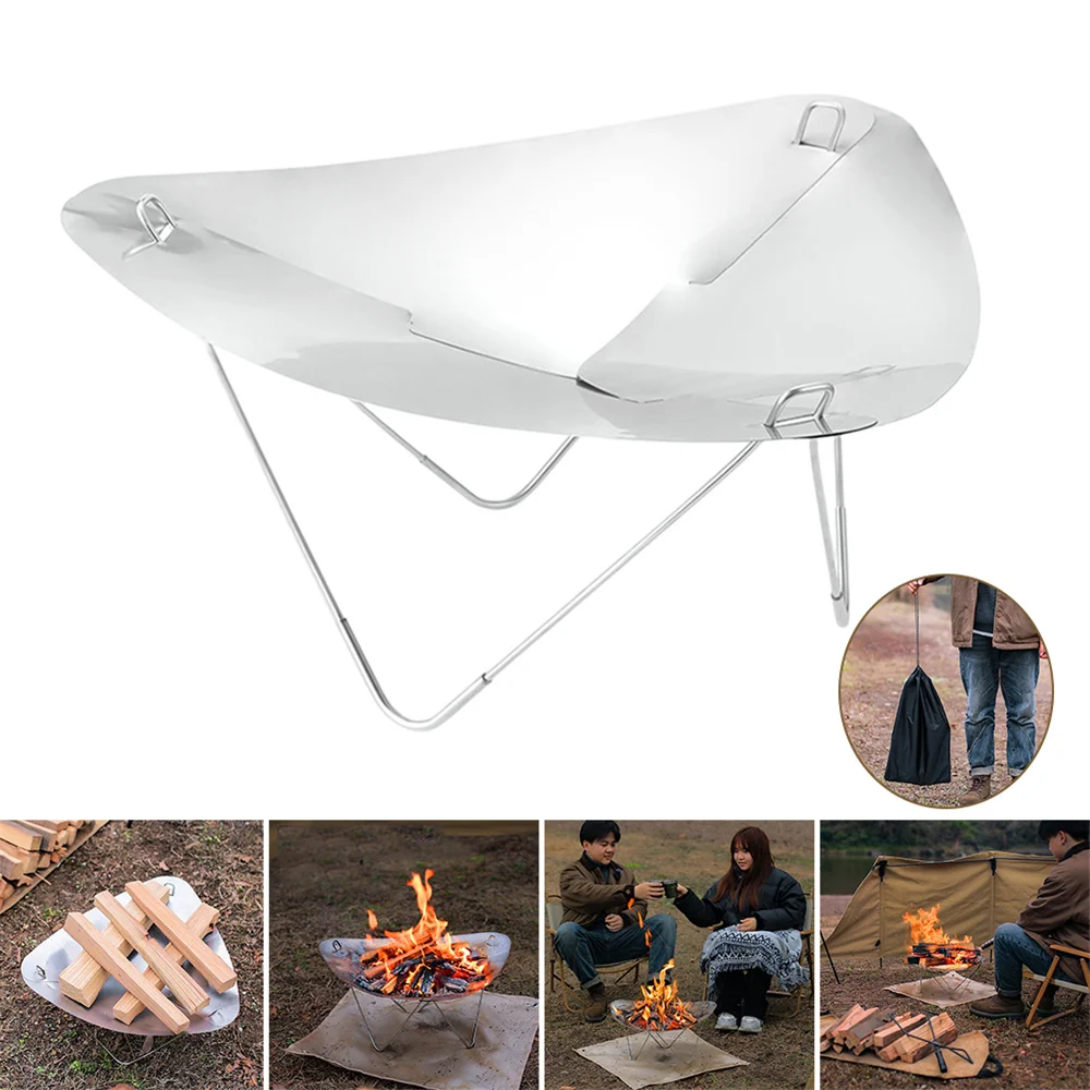 

New Outdoor Fire Burn Pit Stand Portable Metal Camping Solid Fuel Rack Folding Stove Fire Frame Heating Wood Charcoal Stove