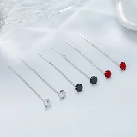 925 silver white black red stone ear wire earrings hot selling fashion jewelry exquisite for decoration 2022 new