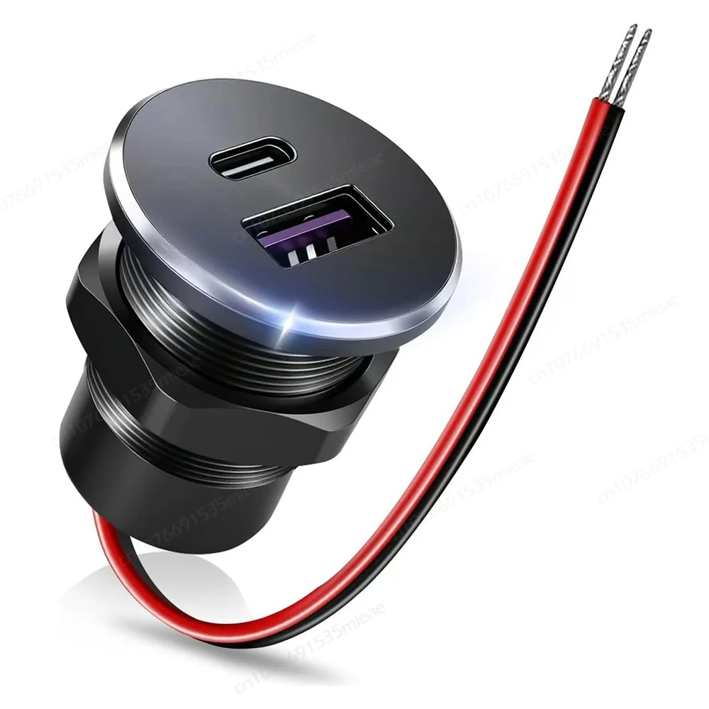 

1/2/4 шт. USB-розетка для автодома, алюминиевая, 12 В/24 В, 36 Вт, PD3.0 Type-C и 18 Вт, розетка для быстрой зарядки QC3.0, встраиваемое крепление для кемпера, фургона, автобуса, лодки