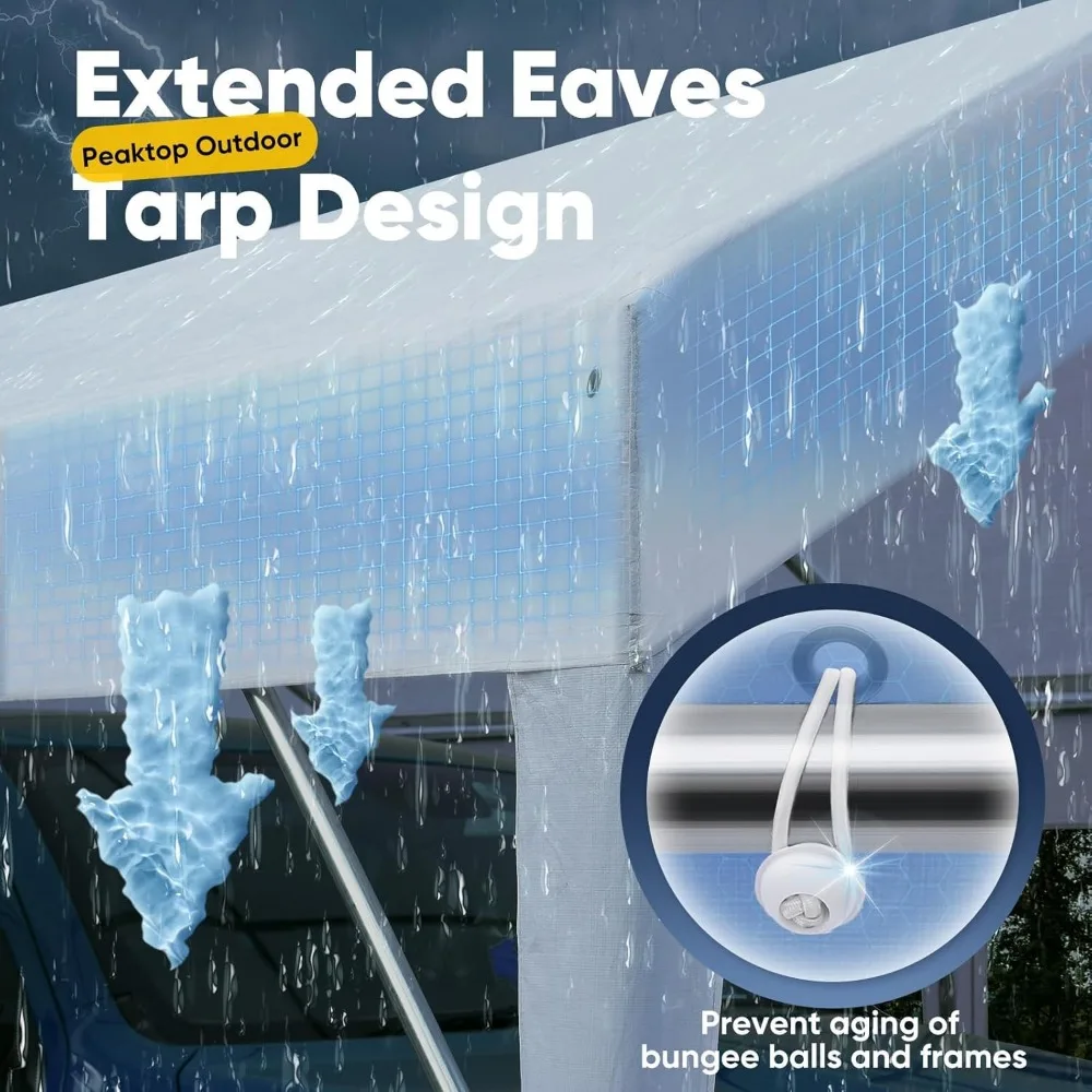 Сверхмощный карпорт размером 12 x 20 футов портативный автомобильный навес