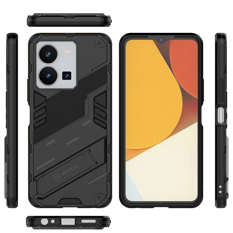 For Vivo Y22 Case Cover For Vivo Y22 Capas Shockproof Bumper Kickstand Phone Back Holder Cover For Vivo Y35 Y22S Y 22 Y22 Fundas