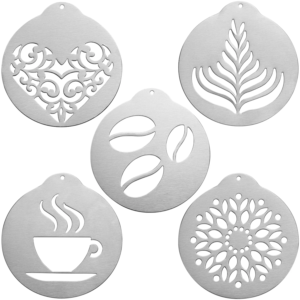 

Stainless Steel Coffee Stencil Set Coffee Barista Tools Cappuccino Arts Templates Coffee Garland Mould Cake Decorating Tool
