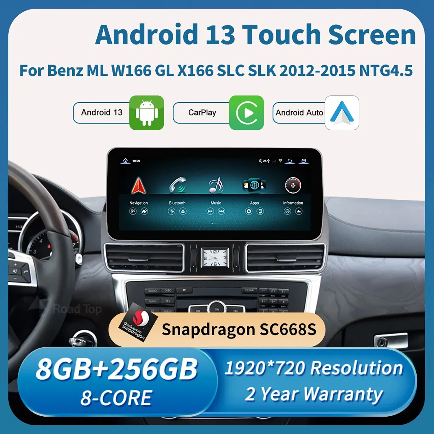 8 + 256g 12 3 '⟊rplay Android 13 Navi дисплей для Benz ML W166 ML300 ML350 GL X166 GL350 2012-2015 с системой NTG4.5