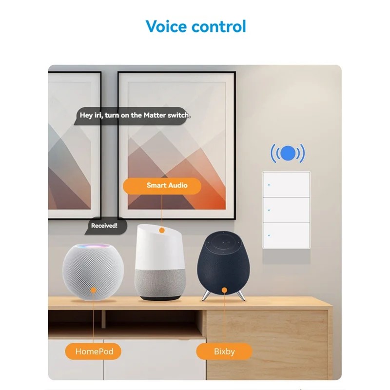 Фото A95G Matter Wi-Fi умный переключатель настенного освещения Smart Control 1, 2, 3, 4, 6 кнопок Gangs для приложения Smartthings Homekit №5