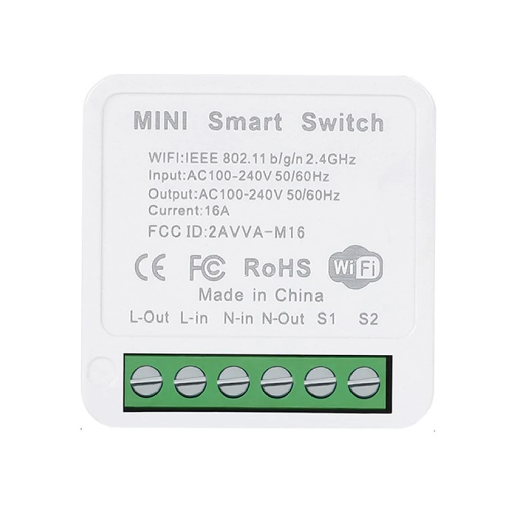 

Умный переключатель с поддержкой Wi-Fi, таймер, не требуется концентратор, 2 канала, 16 А, простое управление через приложение через Smart Life/Tuya