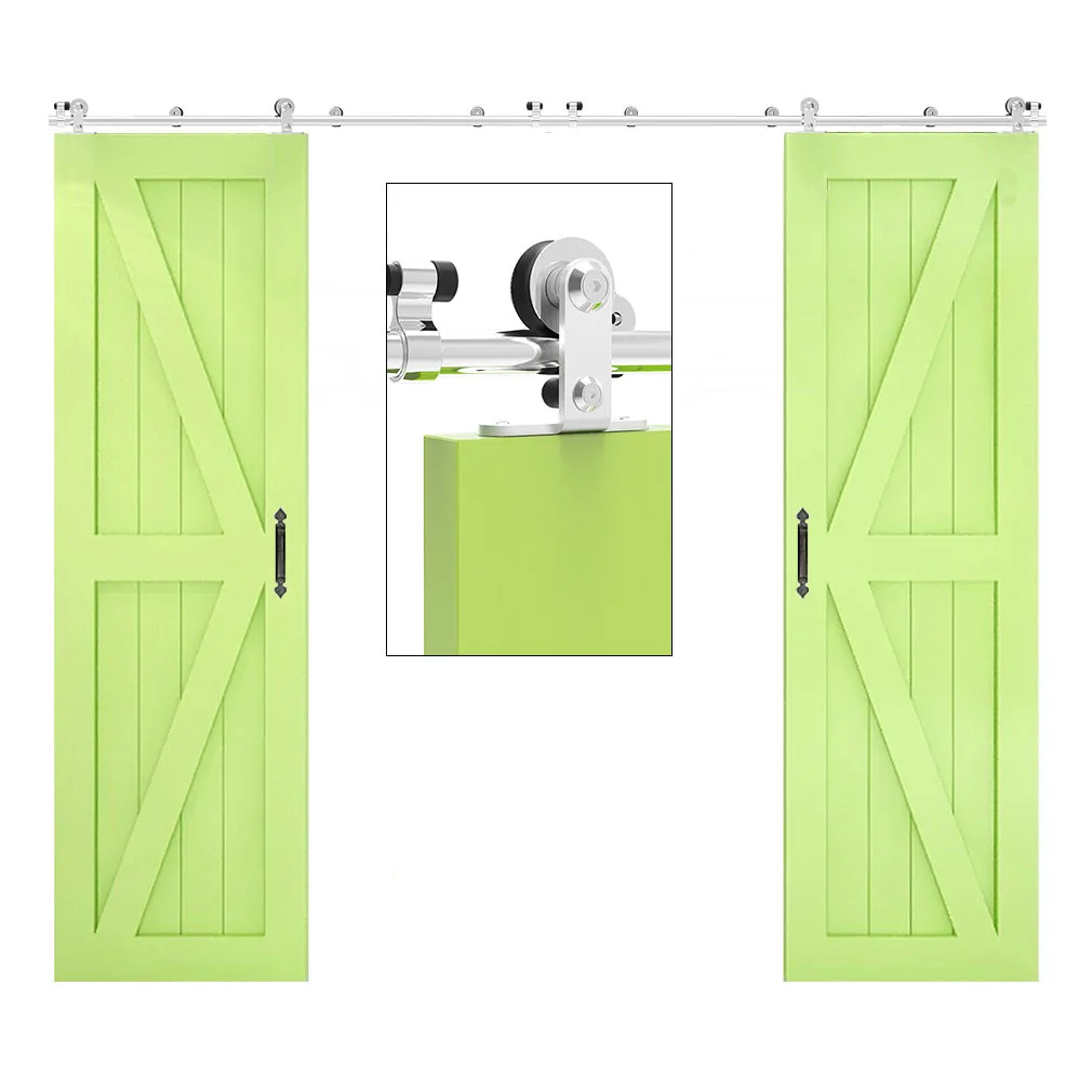 

Sliding Door Hardware Closet Kit for Double Wood Door, Stainless Steel T Roller Kit 4FT-16FT