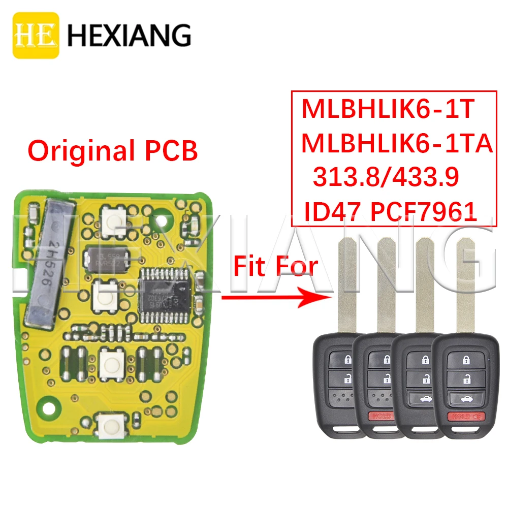 DR ID47 PCF7961X 313 8/433 9 МГц Автомобильный смарт-ключ PCB MLBHLIK6-1T MLBHLIK6-1TA для Honda Civic Accord CRV