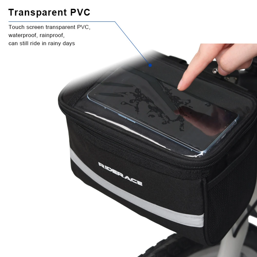 

Bicycle Front Bag Waterproof Handlebar Bag For MTB With Reflective Strip Large Capacity Mountain Bikes Pouh Bicycle Accessories