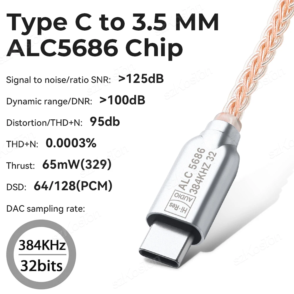 Фото ALC5686 Чип типа C до 3,5 мм Усилитель для наушников ЦАП Hi-Fi Аудио декодер IEM AMP Адаптер для смартфона для iPhone15 Samsung Xiaomi №1