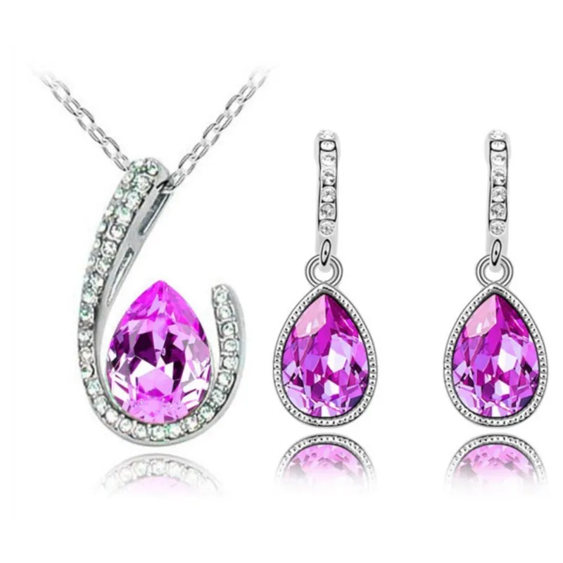 Австрийский кристалл слеза воды Чешский AAAA + стразы ожерелье серьги подвеска