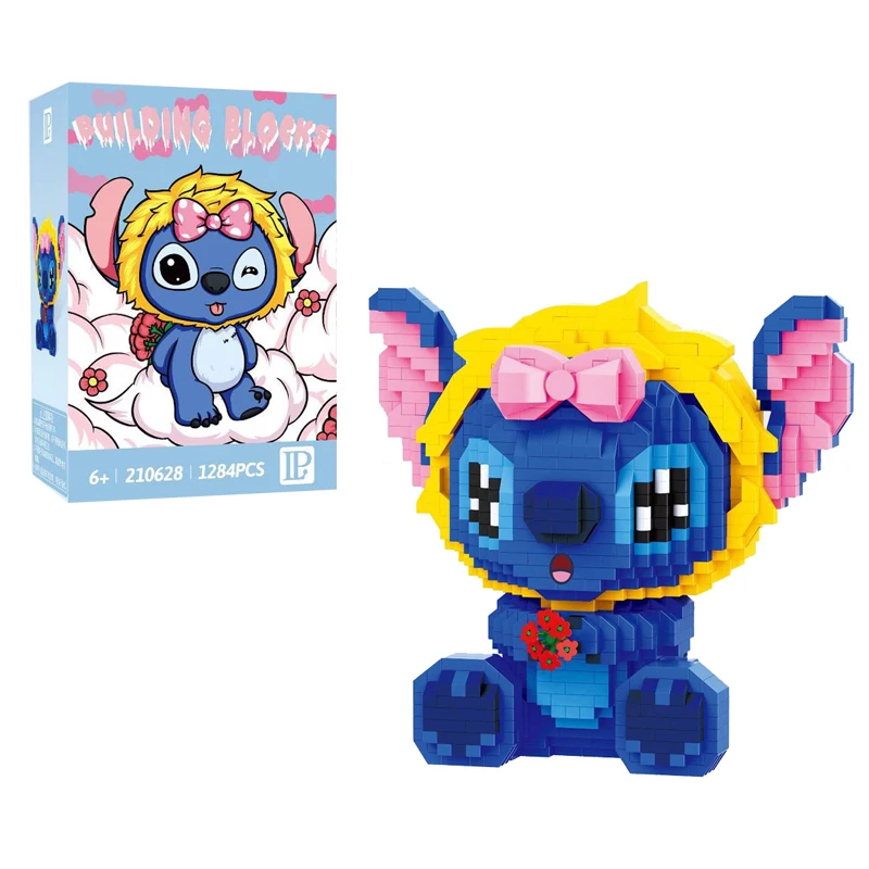 1284pcs+ Baby Stitch Micro Building Blocks DIY Disney Lilo and Mini Diamond Brick Figures Toy For Christmas Gift |