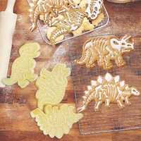 3pcsset 3d dinosaur cookies cutter biscuit mouldcartoon pressable stamp biscuit mold fondant sugarcraft baking pastry tools