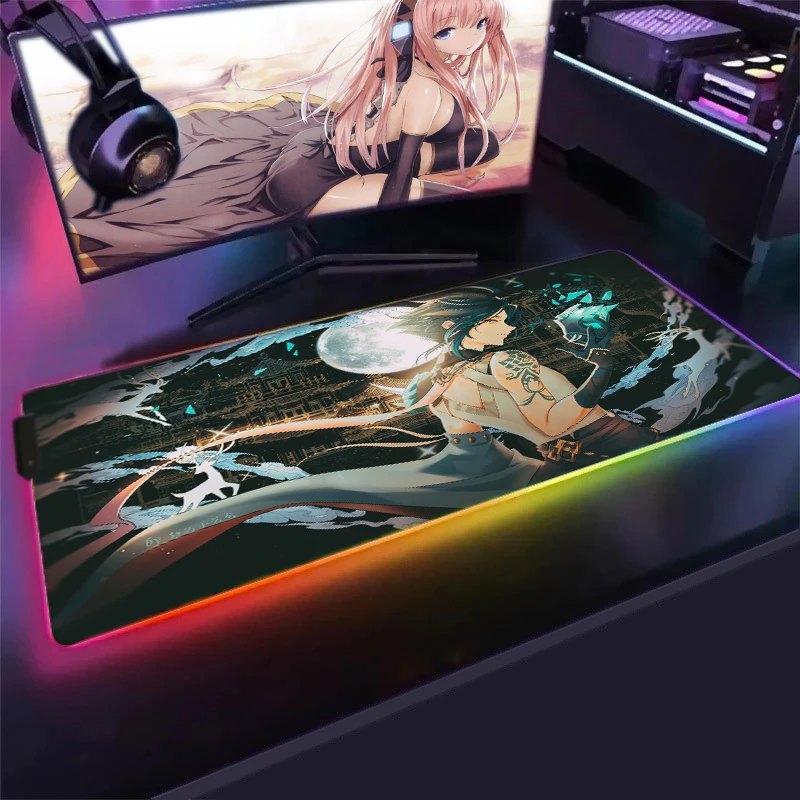 

RGB Genshin impact игра в игры коврики для мыши Коврик для мыши Аниме Мультфильм Размер xl геймерский коврик для мыши XXL клавиатура настольный компью...