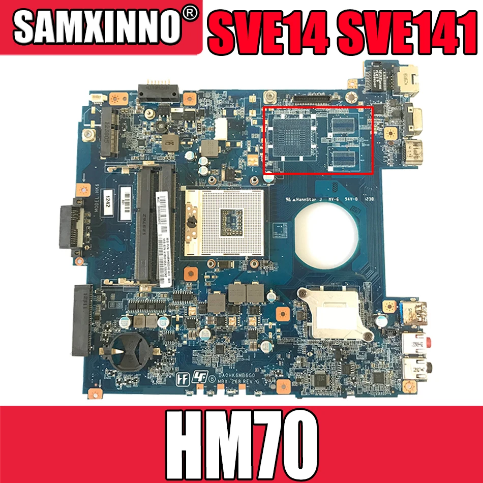 

A1883845A DA0HK6MB6G0 HK6 Mainboard For Sony SVE14 SVE141 SVE141D11N MBX-268 Laptop Motherboard with HM70 Chip 100% Fully Tested