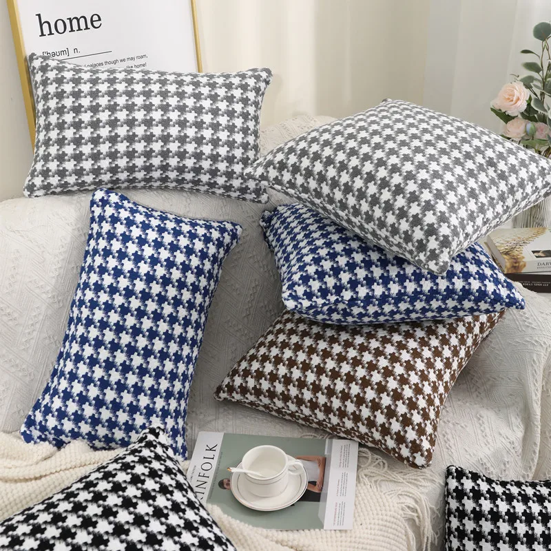 

Houndstooth Turquoise Cushion Cover 50x50 Pillow Sham Pillow Covers Popular Turquoise Decorative Cushions for Decorative Sofa