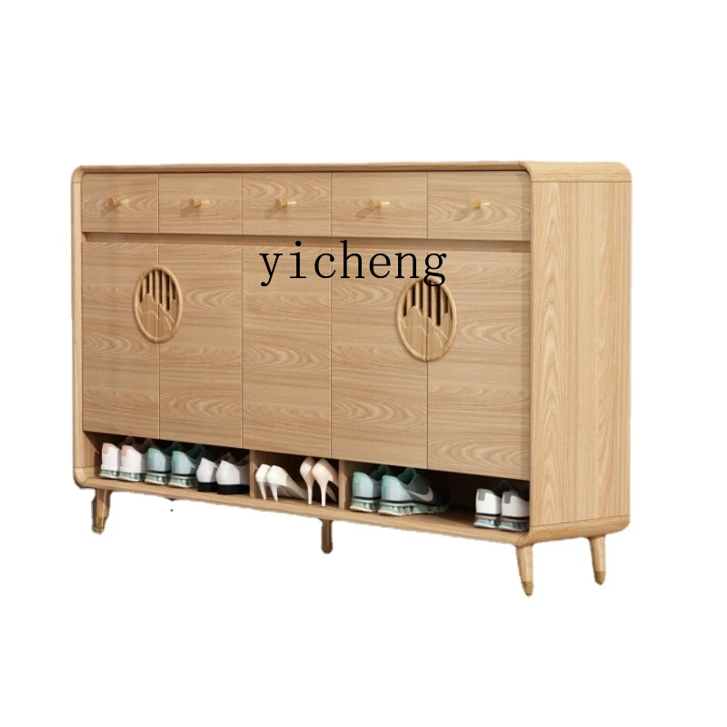 

XL Large Capacity Entrance Cabinet Solid Wood Frame Shoe Cabinet Integrated Wall Door Hall Cabinet Locker