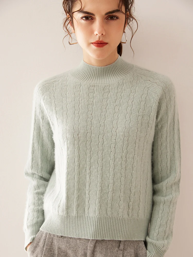 24 осенне-зимний новый кашемировый свитер с полувысоким воротником женский