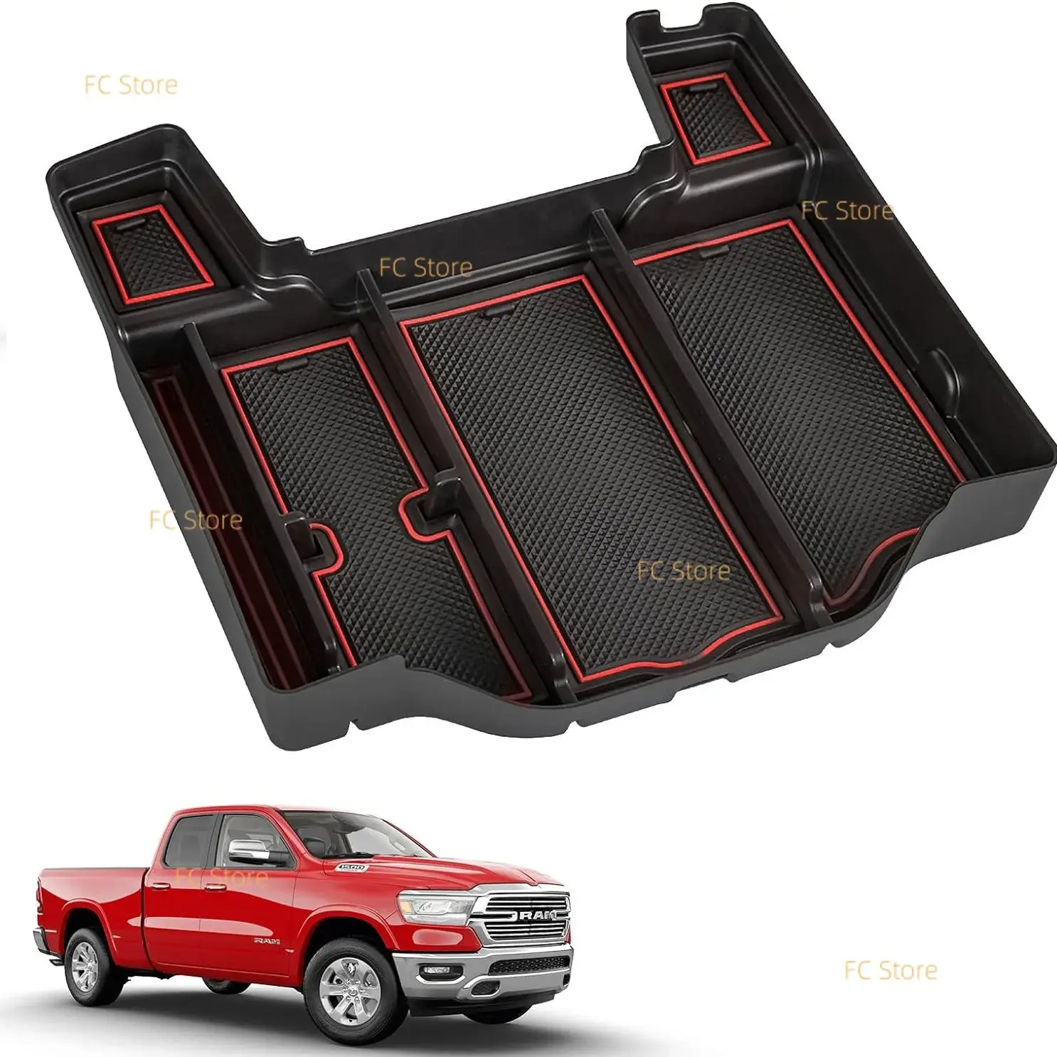 

2024 лоток-органайзер на центральной консоли для Dodge RAM 1500 2500 3500, ящик для хранения в подлокотнике, аксессуары 2024 2023 2022 2021 2020