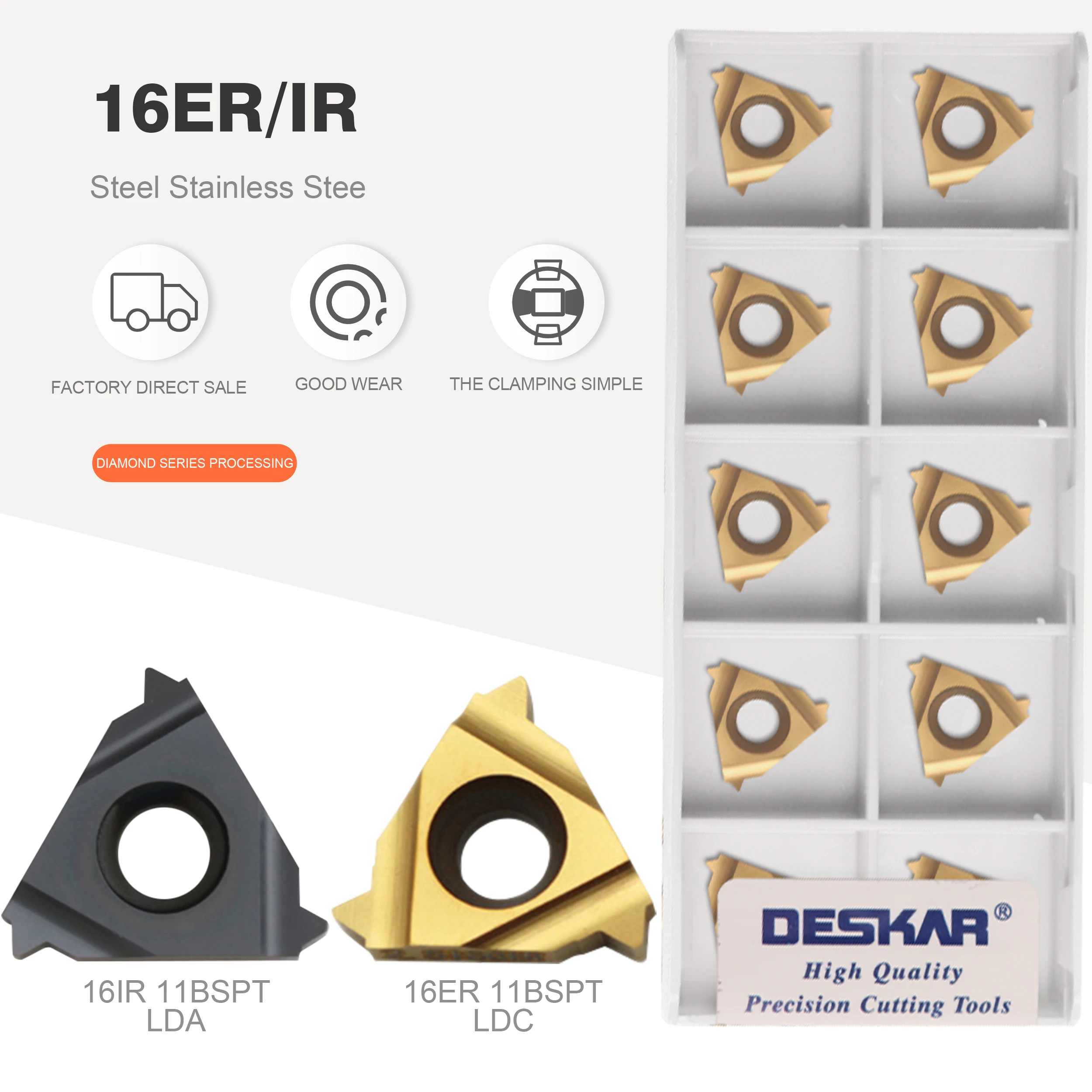DESKAR 16ER 16IR 11BSPT 14BSPT 19BSPT LDA LDC Высококачественная Резьбовая вставка токарный