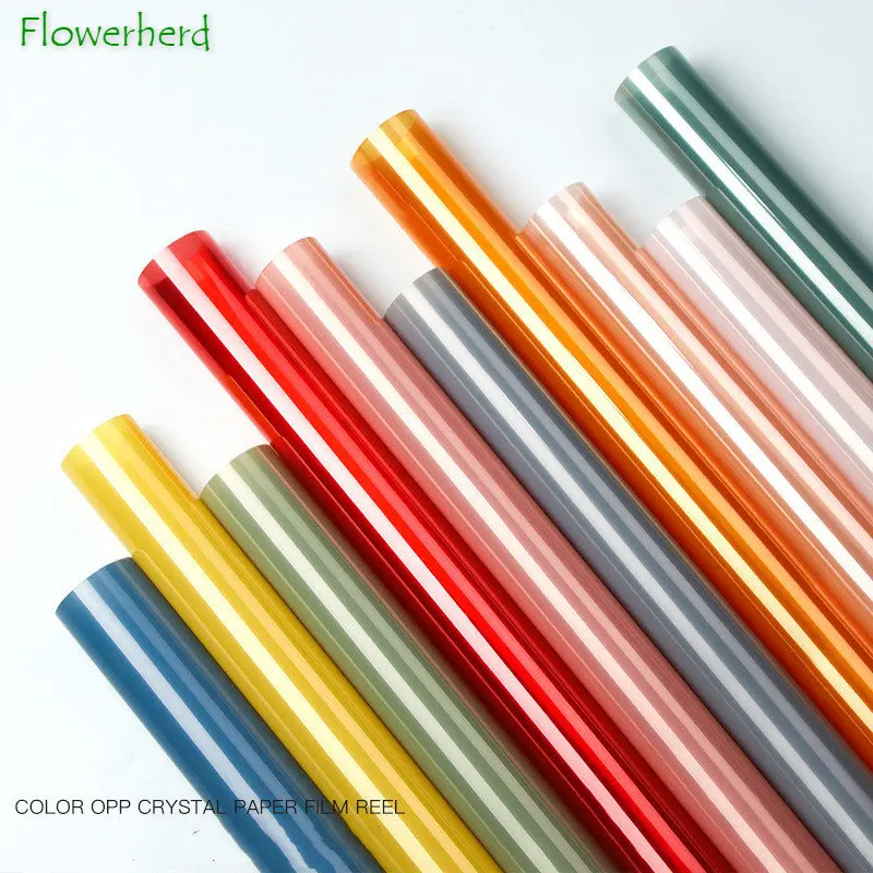 

Roll Semi-transparent Craft Paper DIY 57cm X 10Y Flower Bouquet Wrapping OPP Color Crystal Film Wrapping Glass Paper Cellophane
